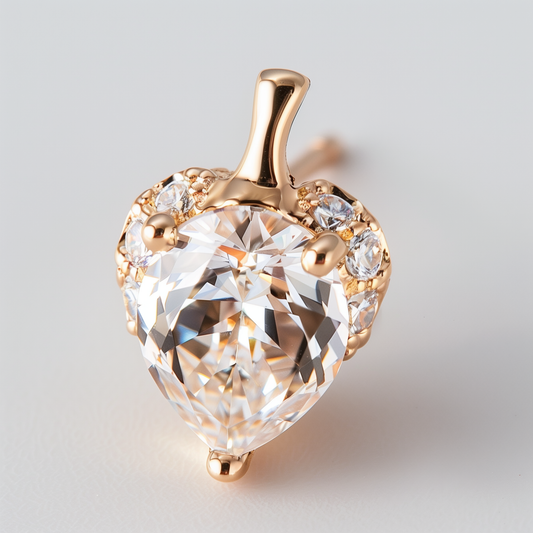 18K Gold Fruit-Shaped Pendant with Fancy White Diamond and Diamond Accents