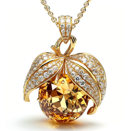 18K Gold Pendant with Yellow Sapphire and Diamond Accents