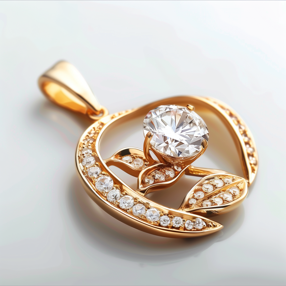 18K Gold Fruit-Shaped Pendant with Fancy White Diamond and Diamond Accents