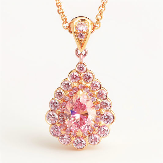 18K Gold Pendant with Radiant Red Diamond and Red Diamond Accents