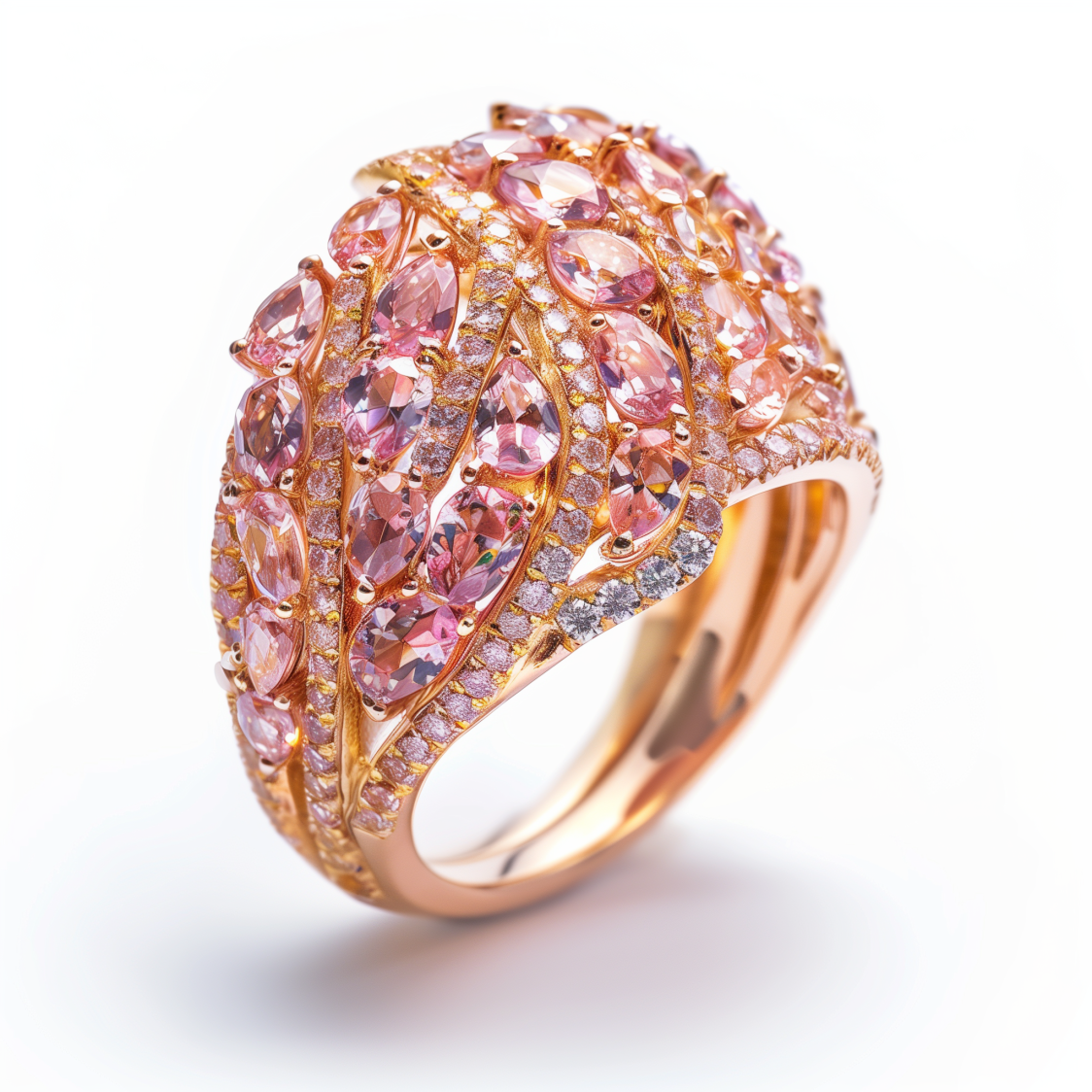 18K Gold Ring with Fancy Pink Diamond and Pink Diamond Accents