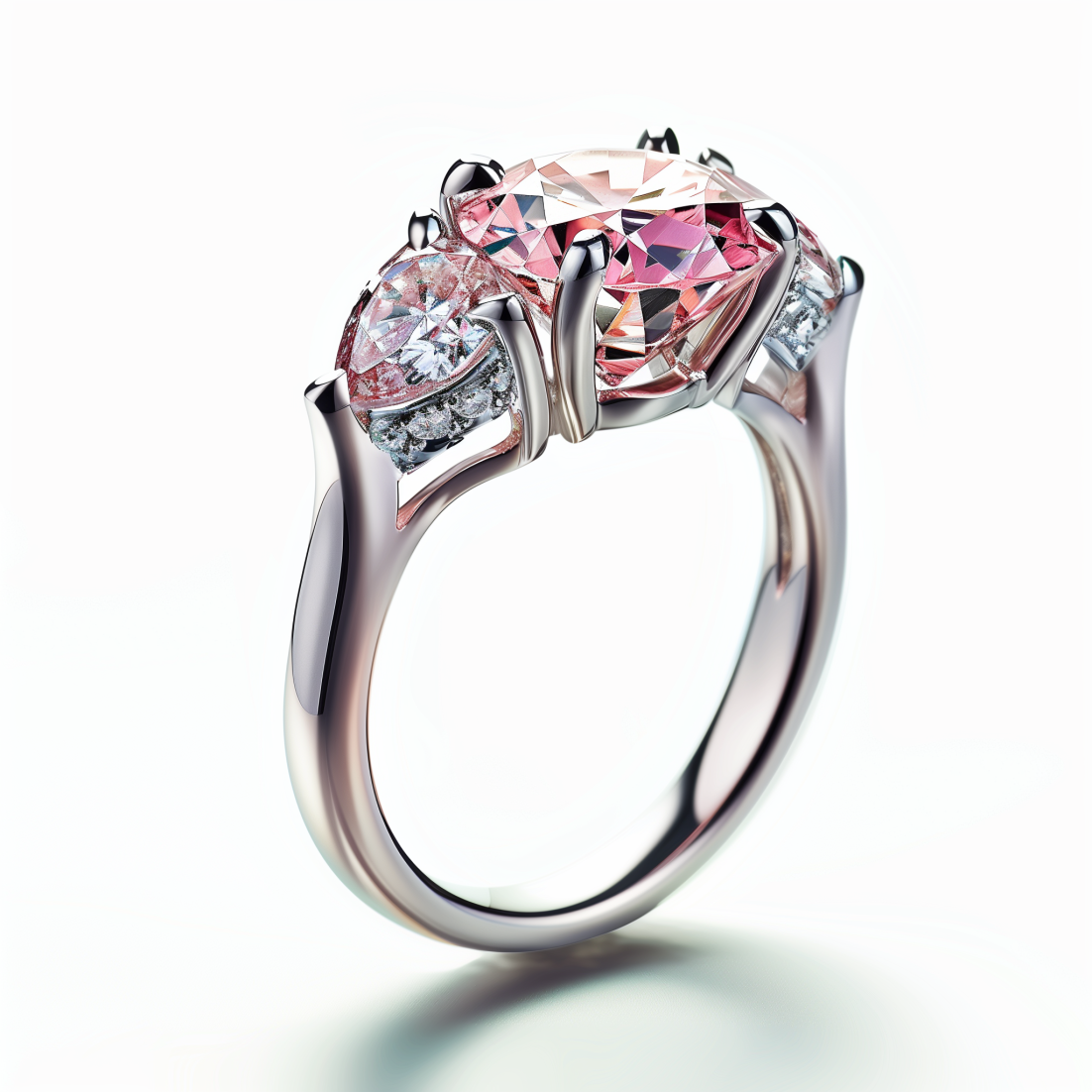 18K Gold Ring with Fancy Pink Diamond and Diamond Accents