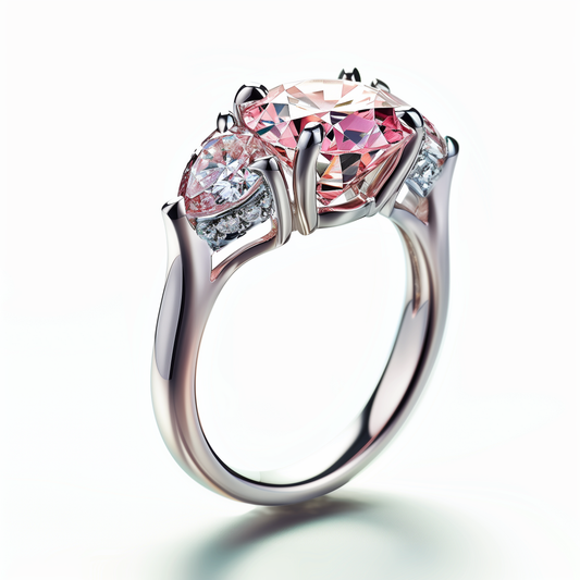 18K Gold Ring with Fancy Pink Diamond and Diamond Accents