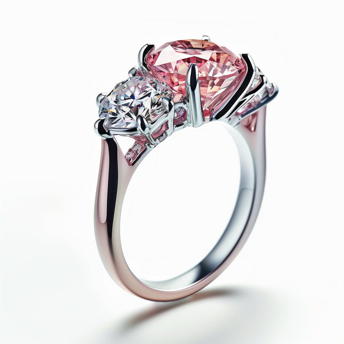 18K Gold Ring with Fancy Pink Diamond and Diamond Accents