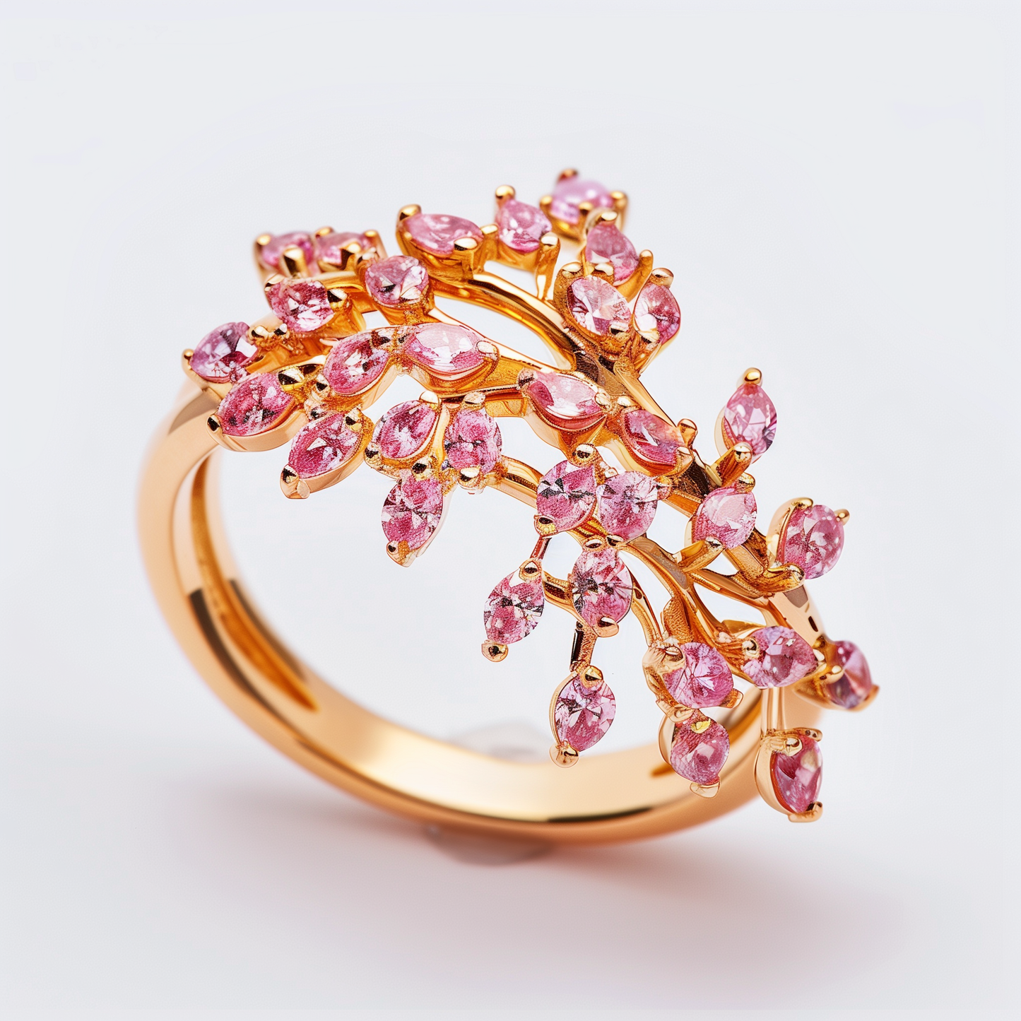 18K Gold Ring with Fancy Pink Diamond and Pink Diamond Accents