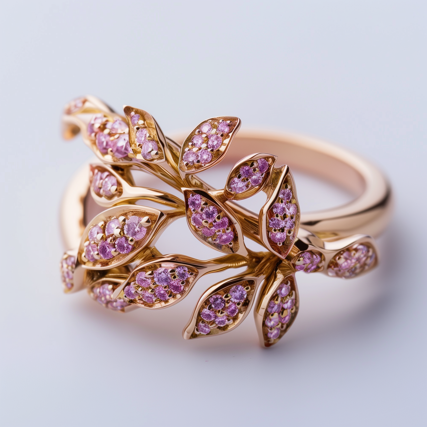 18K Gold Ring with Fancy Pink Diamond and Pink Diamond Accents