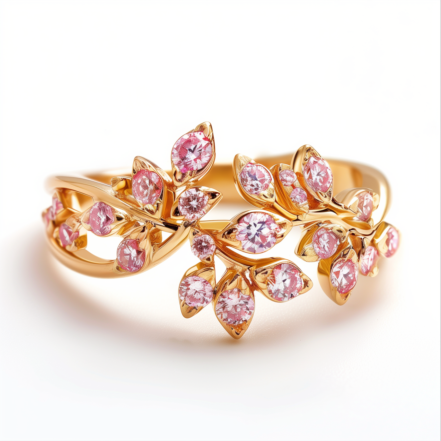 18K Gold Ring with Fancy Pink Diamond and Pink Diamond Accents