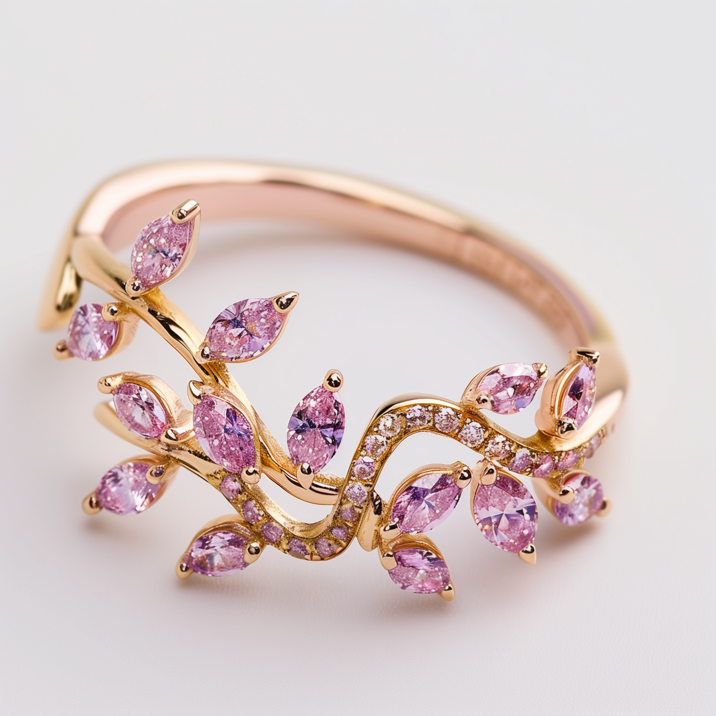 18K Gold Ring with Fancy Pink Diamond and Pink Diamond Accents